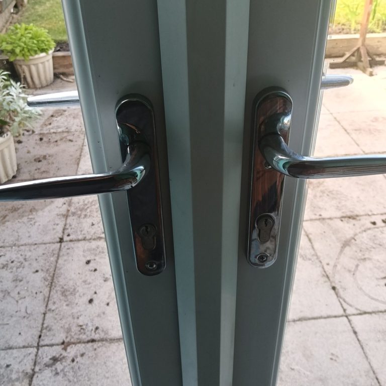 Pair of uPVC French doors with lever handles